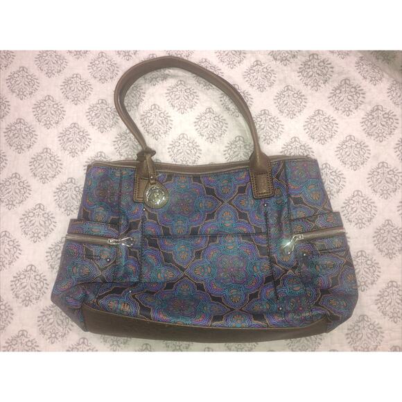 Beautiful‎ Relic Satchel Handbag Pocketbook Brown Blue Stunning - Picture 1 of 5